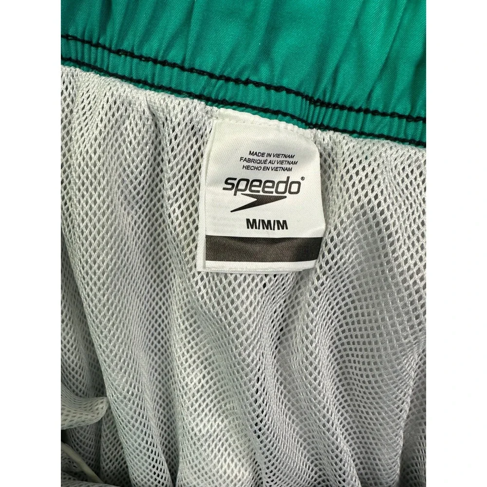Speedo Men Tropical Floral Striped Board Shorts Teal Green Black Swim‎ Trunks 30